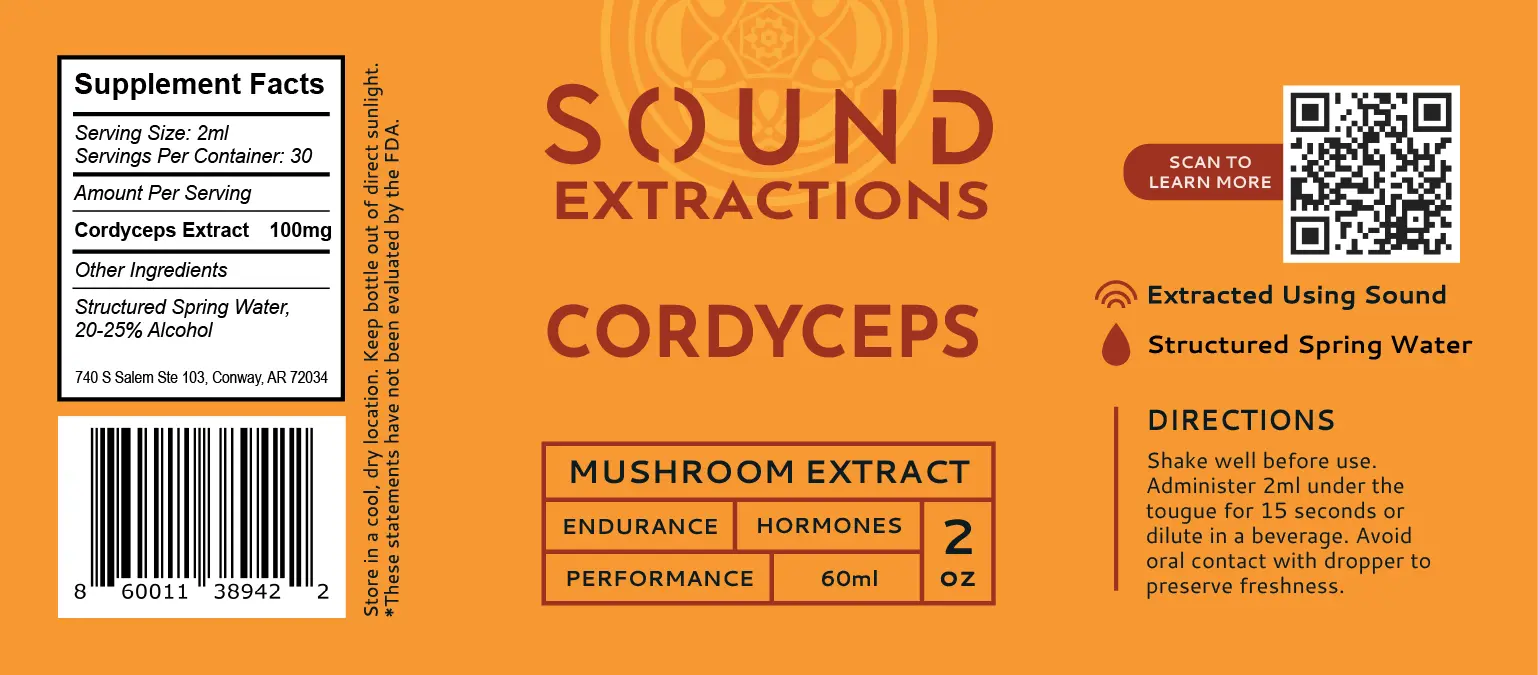 Orange Label for Cordyceps Mushroom Sound Extract