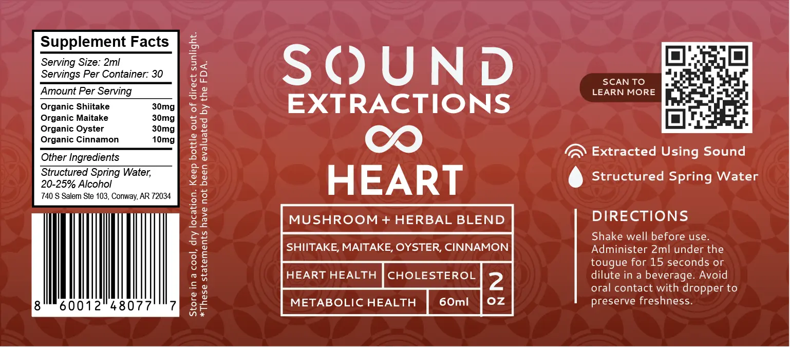 Heart Blend bottle with Shiitake, Maitake, and Ceylon cinnamon