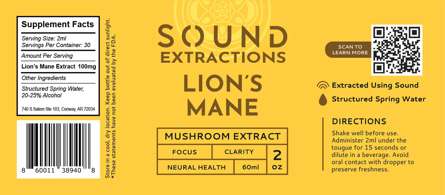 Yellow Label of Lion’s Mane Mushroom Sound Extract
