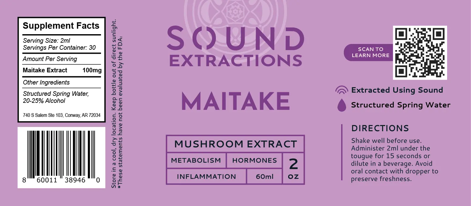 Maitake Mushroom Sound Extract light purple label and qr code