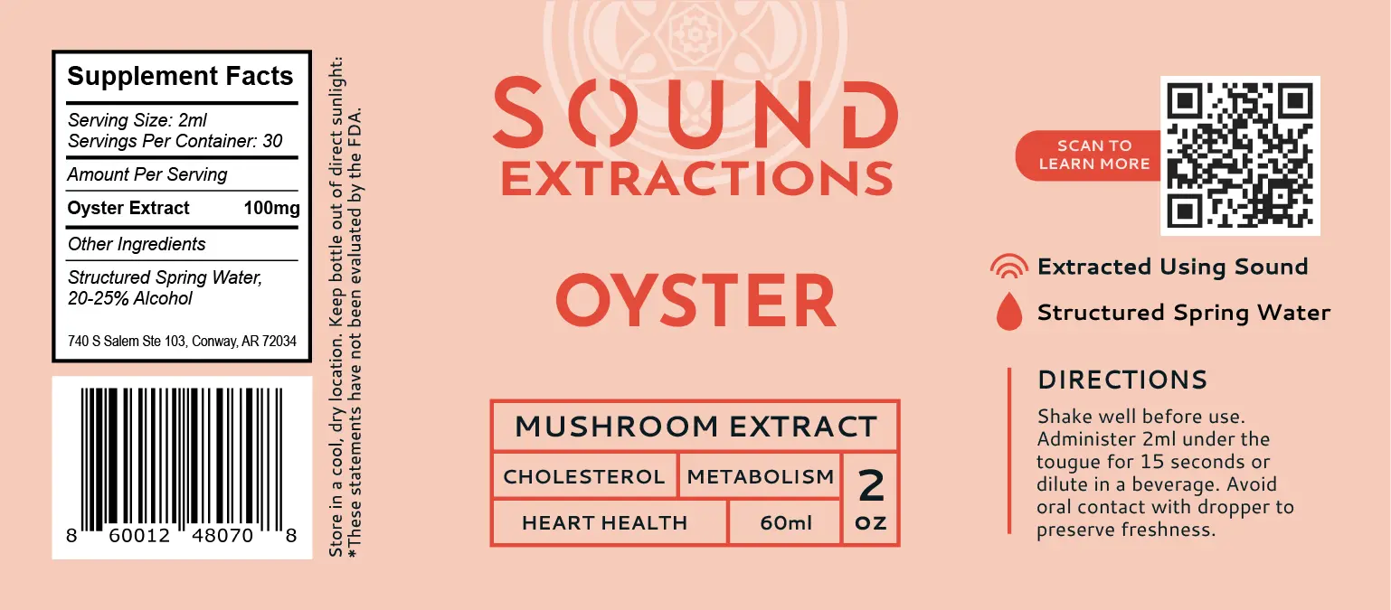 Organic Oyster mushrooms liquid extract label