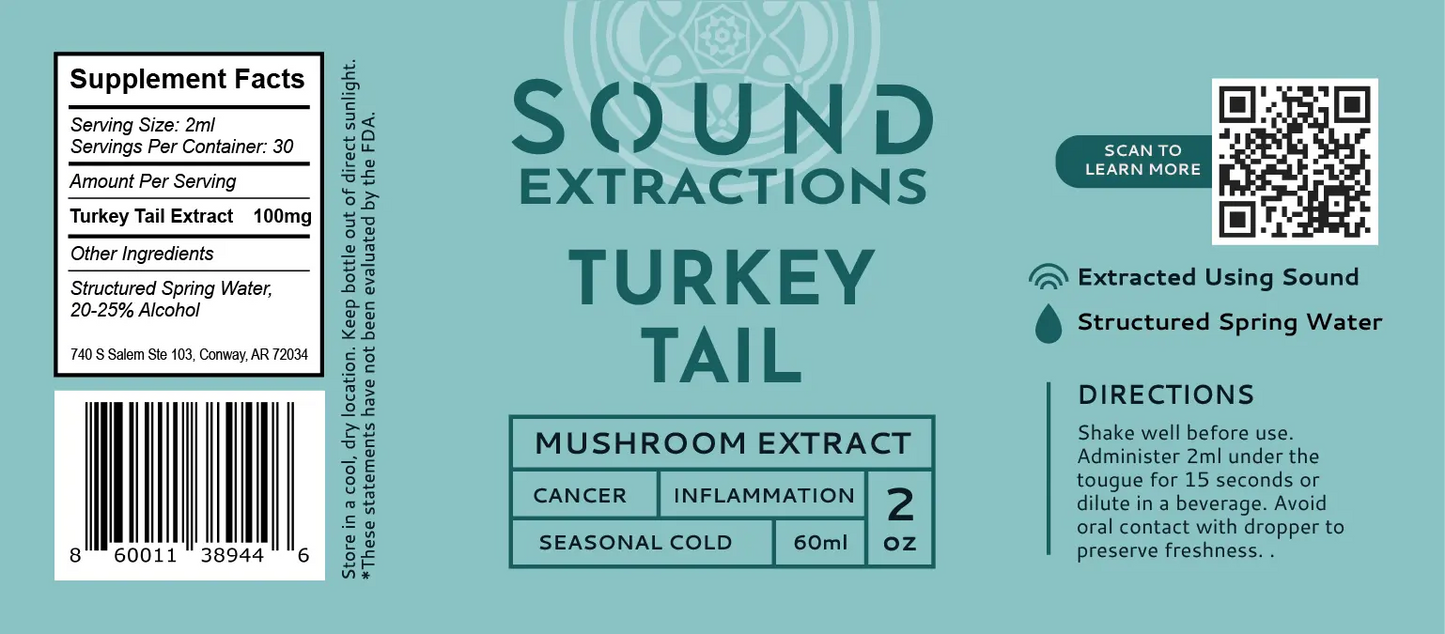 Light TealLabel for  Turkey Tail Mushroom Sound Extract